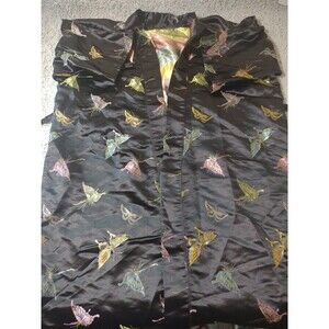Womens Silky Satin Kimono Robe One Size Butterfly Rainbow Open Front